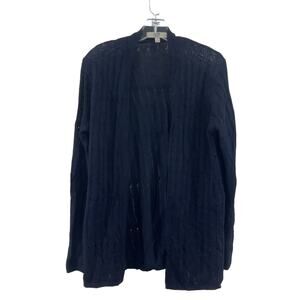 E3 by Etcetera Women's Black Ribbed Knit Open Cardigan Sweater Size M